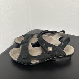Mephisto Womens Prudy Sandals Size 40 10 Black Nubuck Air-Relax Adjustable Shoes